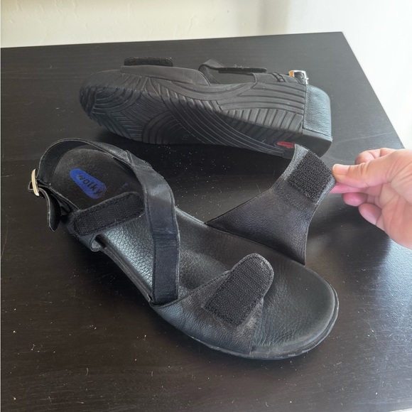 Wolky Shira Black Leather Wedge Sandals - Picture 5 of 7